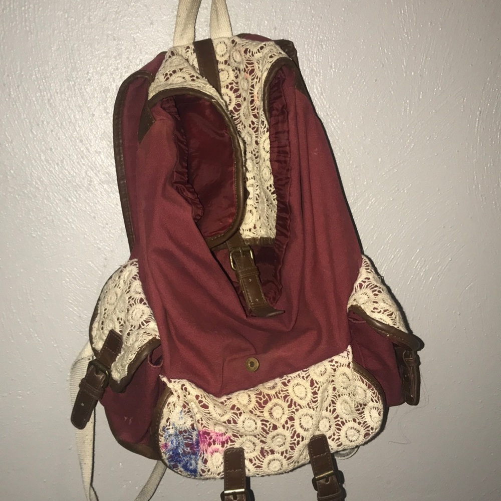 Burgundy & Lace Bookbag